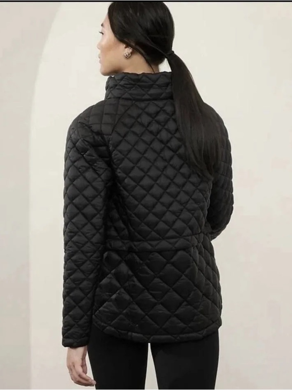 Athleta black quilted whisper featherless jacket sz sm - Picture 5 of 14